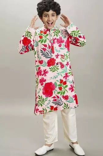 Boys floral printed kurta with pyjama