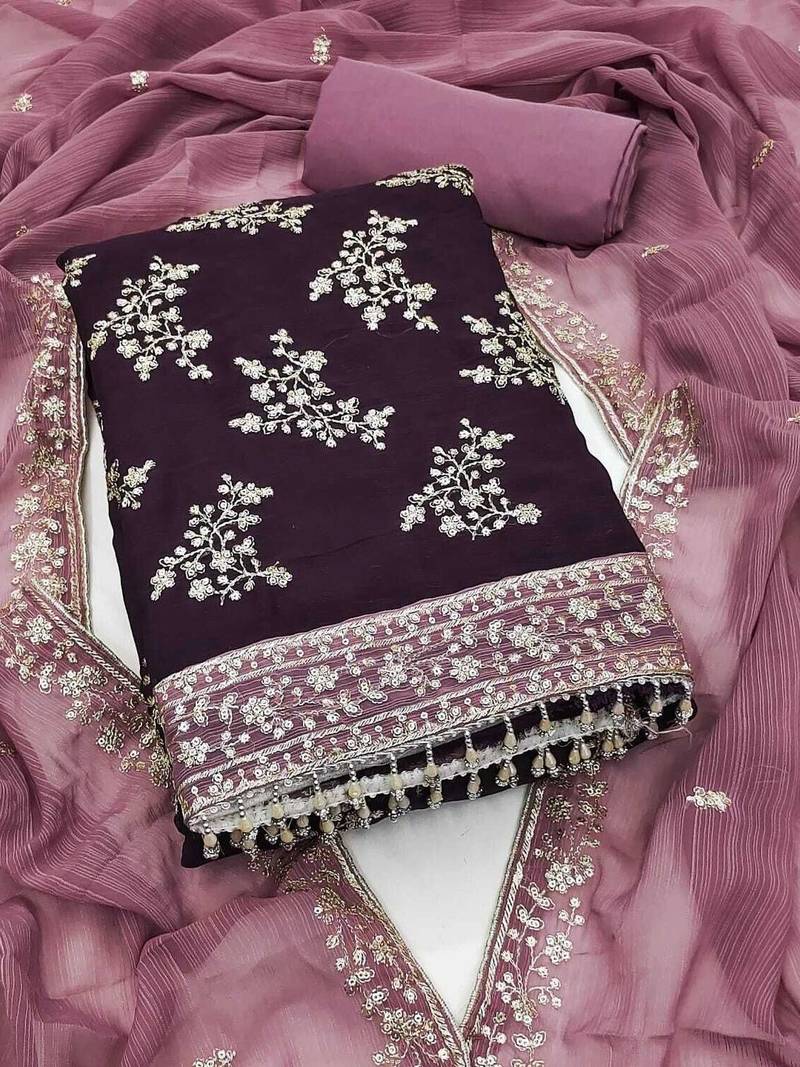 Embellished Unstitched Dress Material