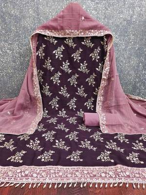 Embellished Unstitched Dress Material 3
