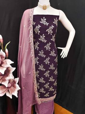 Embellished Unstitched Dress Material 4