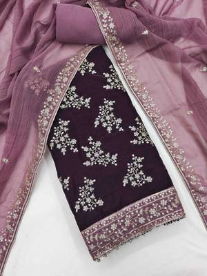 Embellished Unstitched Dress Material 5