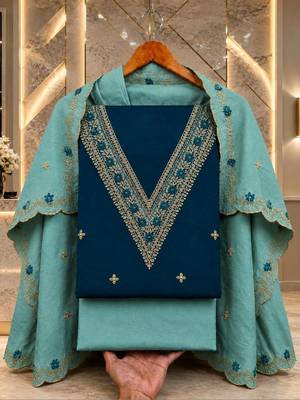 Embellished Unstitched Dress Material 1