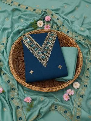 Embellished Unstitched Dress Material 3
