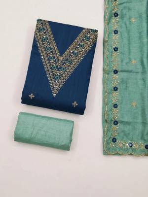 Embellished Unstitched Dress Material 5