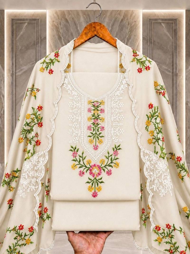 Embellished Unstitched Dress Material