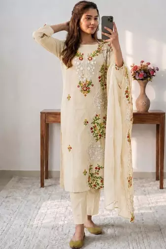 Embellished Unstitched Dress Material