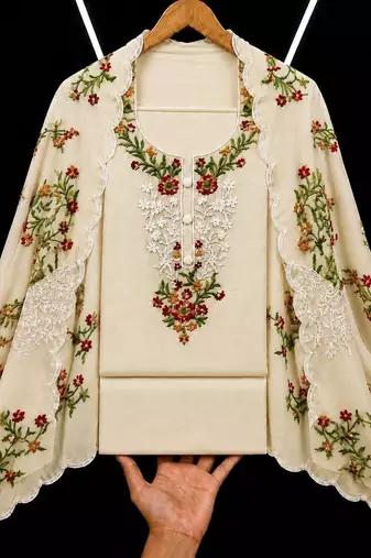 Embellished Unstitched Dress Material
