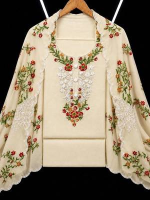Embellished Unstitched Dress Material 4