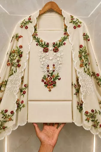 Embellished Unstitched Dress Material