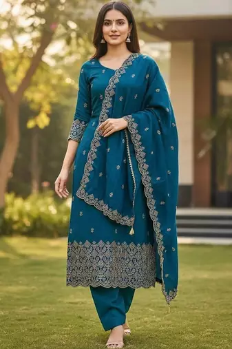 Embellished Unstitched Dress Material