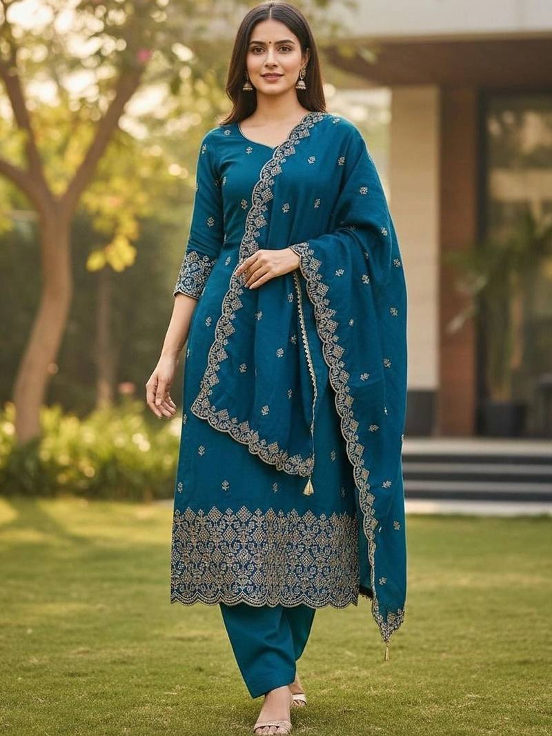 Embellished Unstitched Dress Material
