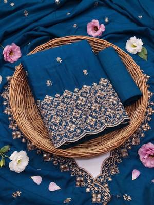 Embellished Unstitched Dress Material 2