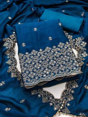 Embellished Unstitched Dress Material 3