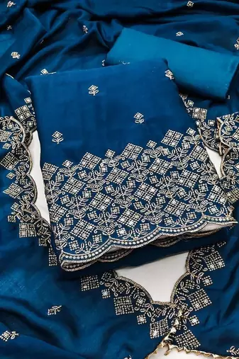 Embellished Unstitched Dress Material
