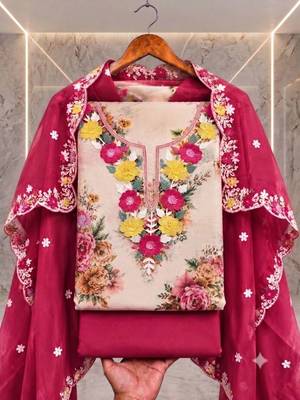 Embellished Unstitched Dress Material 1