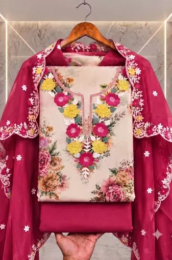Embellished Unstitched Dress Material