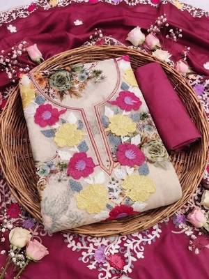Embellished Unstitched Dress Material 2