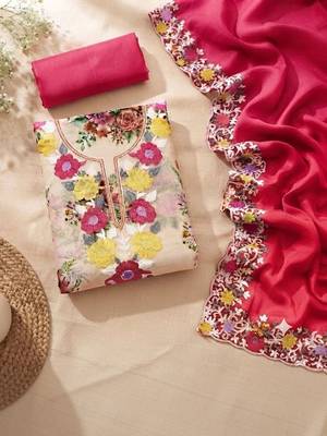 Embellished Unstitched Dress Material 3