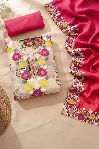 Embellished Unstitched Dress Material
