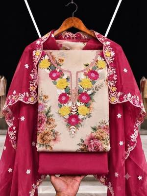 Embellished Unstitched Dress Material 4
