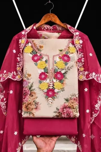 Embellished Unstitched Dress Material