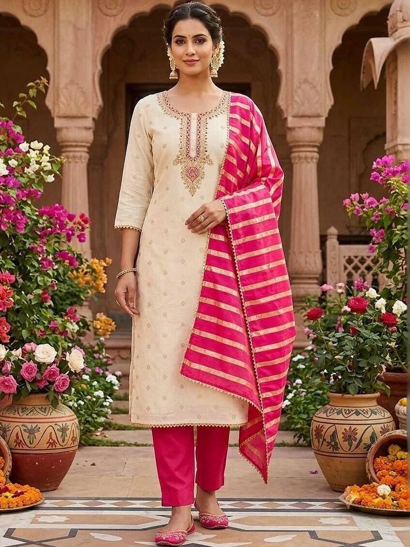 Embroidered Unstitched Dress Material
