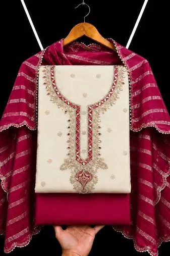 Embroidered Unstitched Dress Material