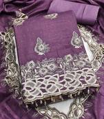 Embroidered Art Silk Unstitched Dress Material