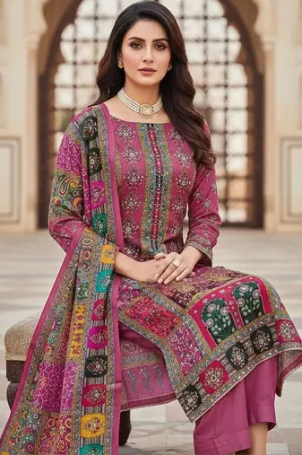Embellished Unstitched Dress Material
