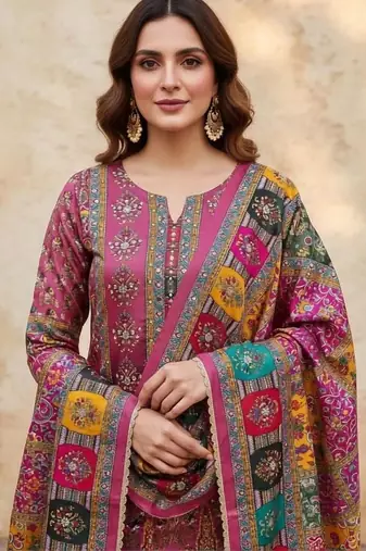 Embellished Unstitched Dress Material