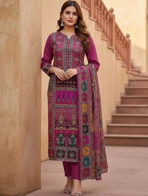 Embellished Unstitched Dress Material 4