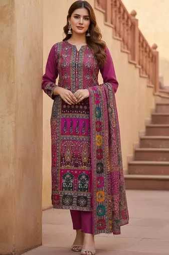 Embellished Unstitched Dress Material