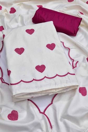 Embroidered Art Silk Unstitched Dress Material