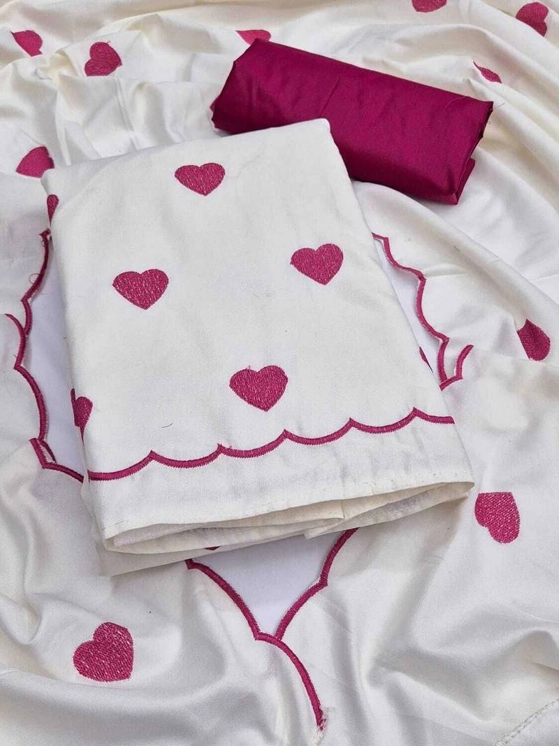 Embroidered Art Silk Unstitched Dress Material