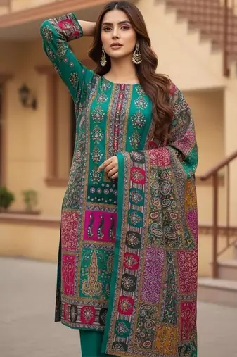 Embellished Unstitched Dress Material