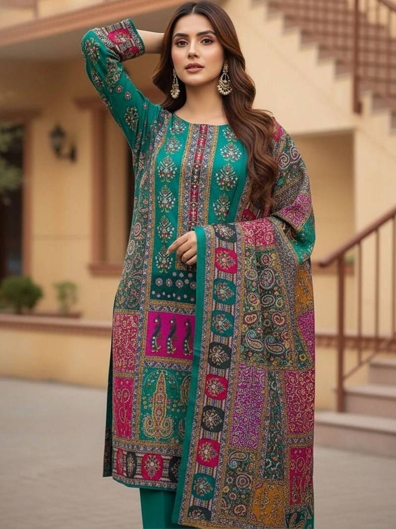 Embellished Unstitched Dress Material