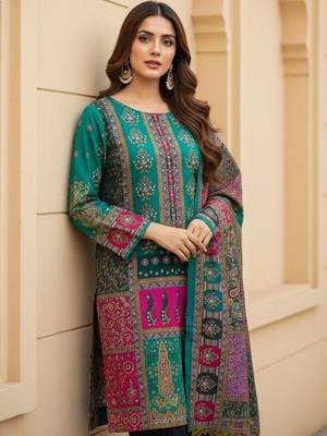 Embellished Unstitched Dress Material 3