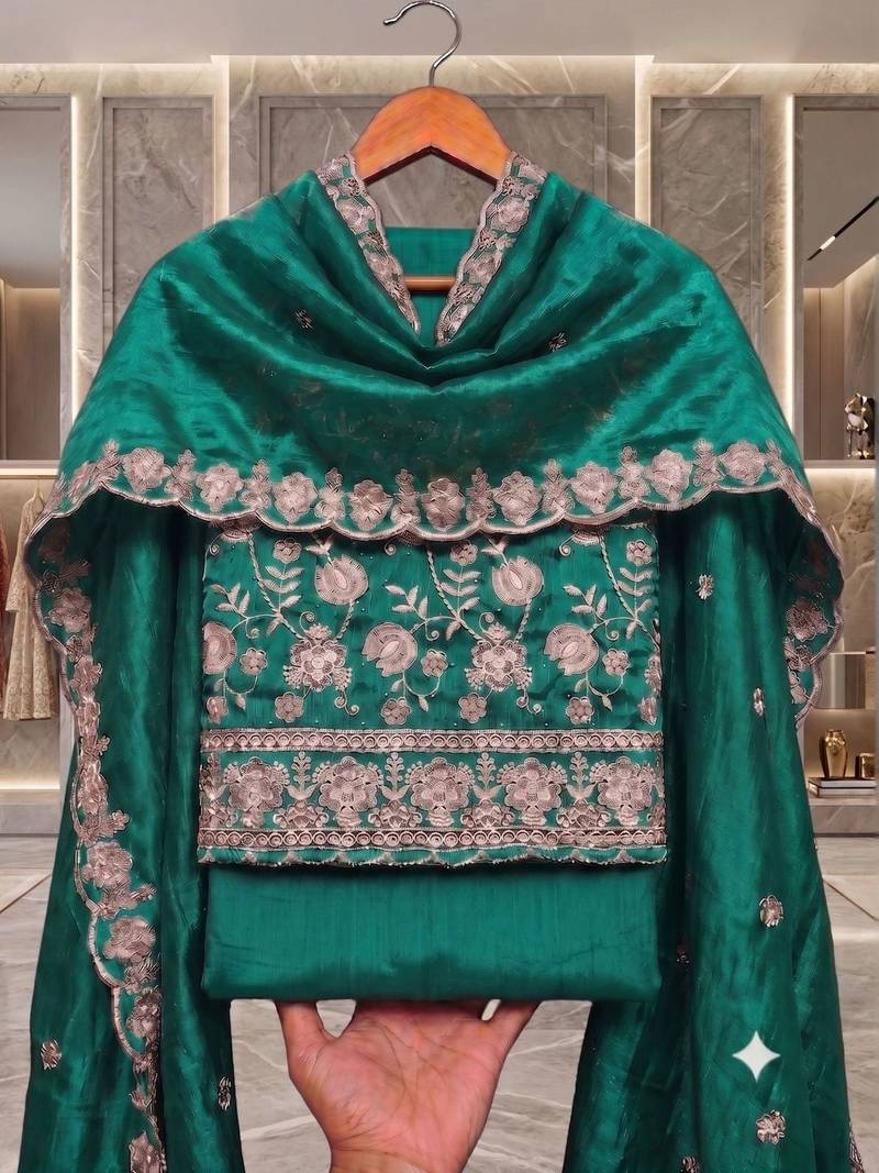 Embellished Unstitched Dress Material