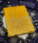 Embroidered Art Silk Unstitched Dress Material