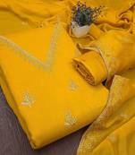 Embroidered Art Silk Unstitched Dress Material