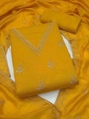 Embroidered Art Silk Unstitched Dress Material 2