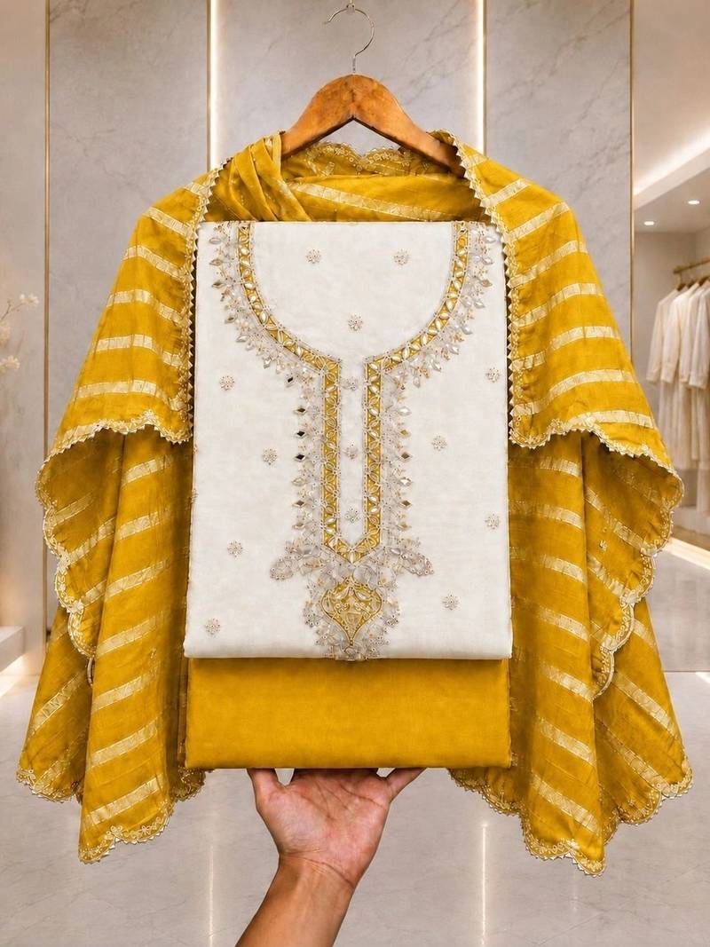 Embroidered Unstitched Dress Material