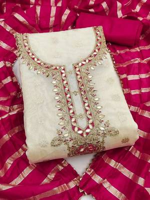 Embroidered Art Silk Unstitched Dress Material 1