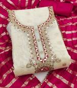 Embroidered Art Silk Unstitched Dress Material