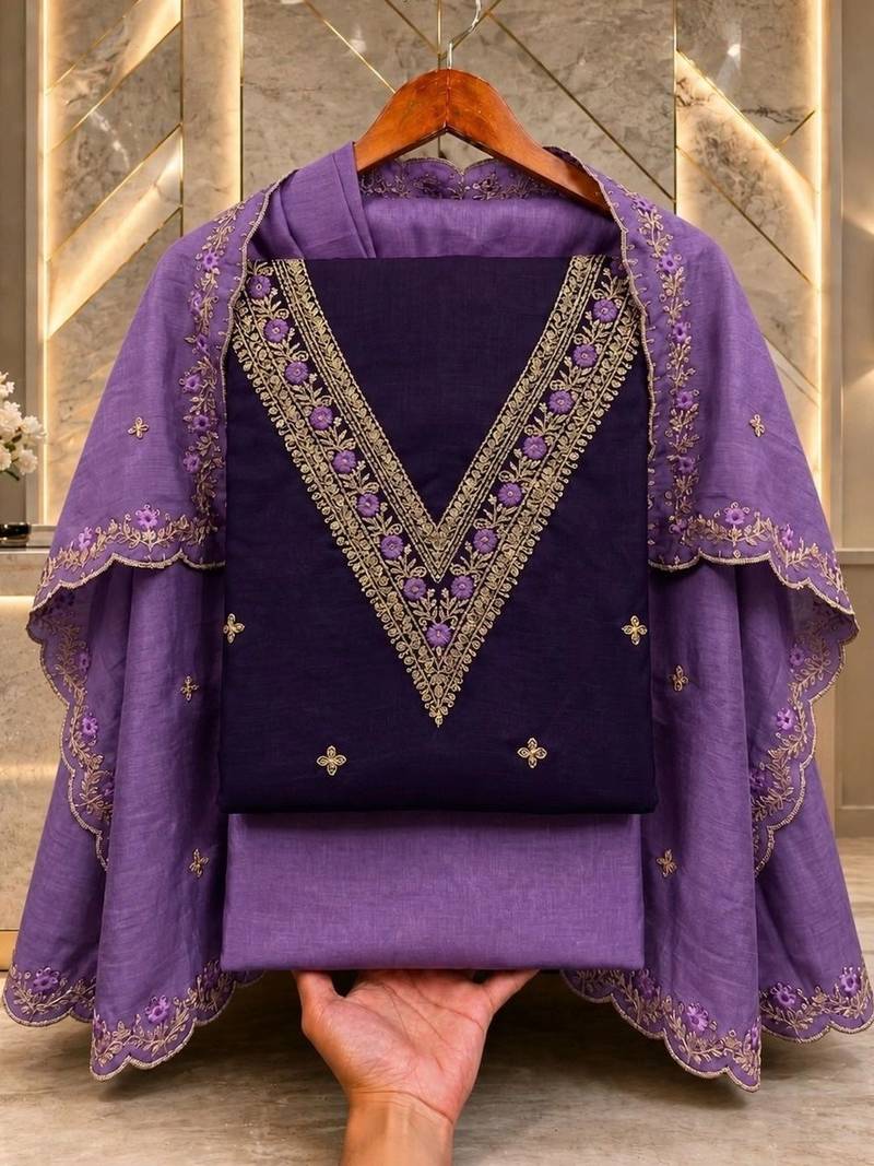 Embellished Unstitched Dress Material