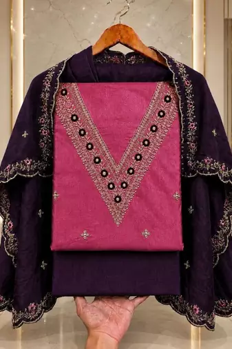 Embellished Unstitched Dress Material
