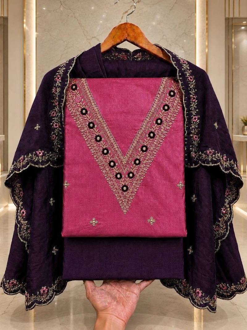 Embellished Unstitched Dress Material
