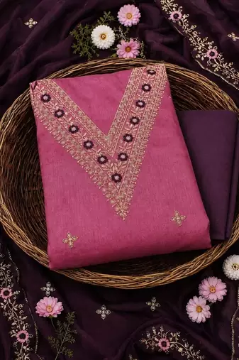 Embellished Unstitched Dress Material