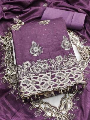 Embellished Unstitched Dress Material 4