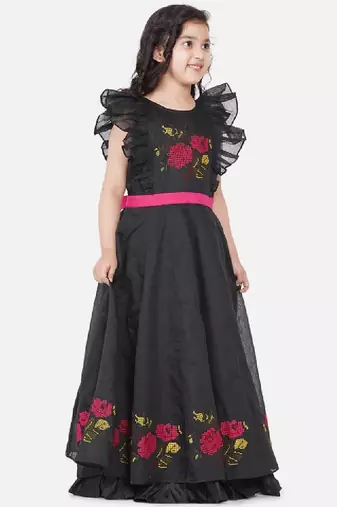 Floral printed keyhole neck fit & flare maxi dress